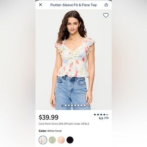 Old Navy Flutter Sleeve Fit & Flare Top NWT